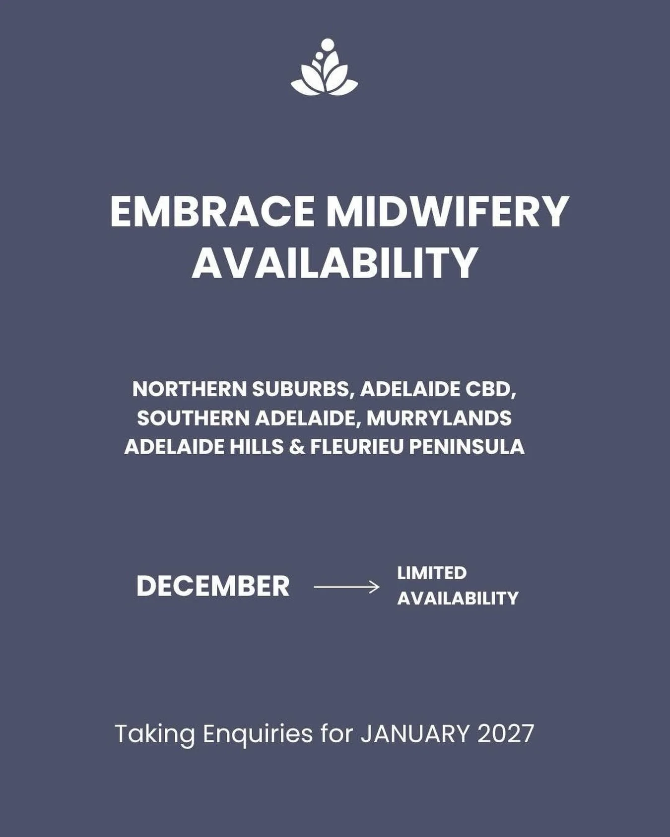 Our incredible team of midwives currently have limited availability for December births and are now taking enquiries for January 2027 💜

At Embrace Midwifery, we provide personalised continuity of care throughout pregnancy, birth and the postnatal j