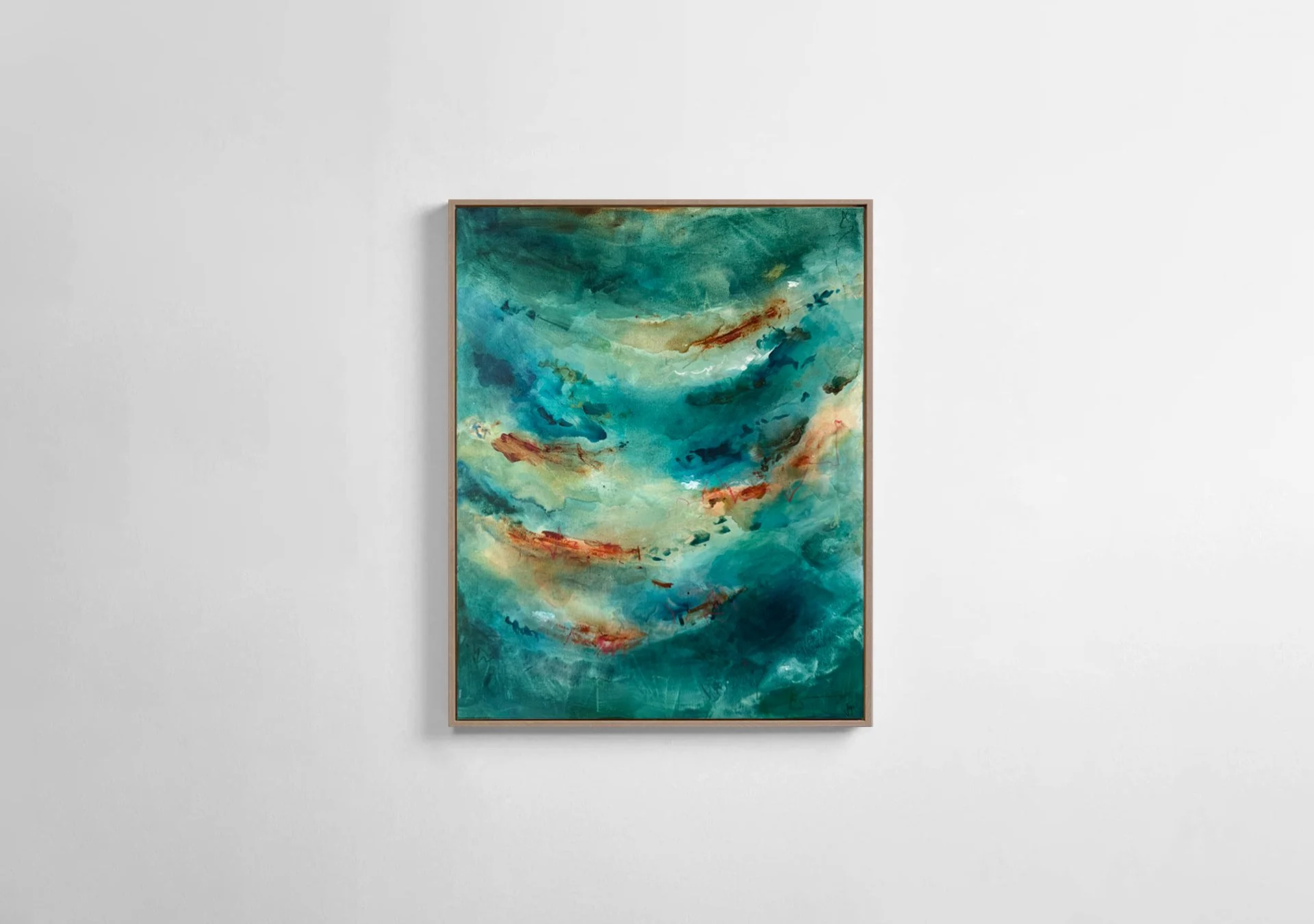 green blue ocre acrylic abstract painting by josi compagnucci