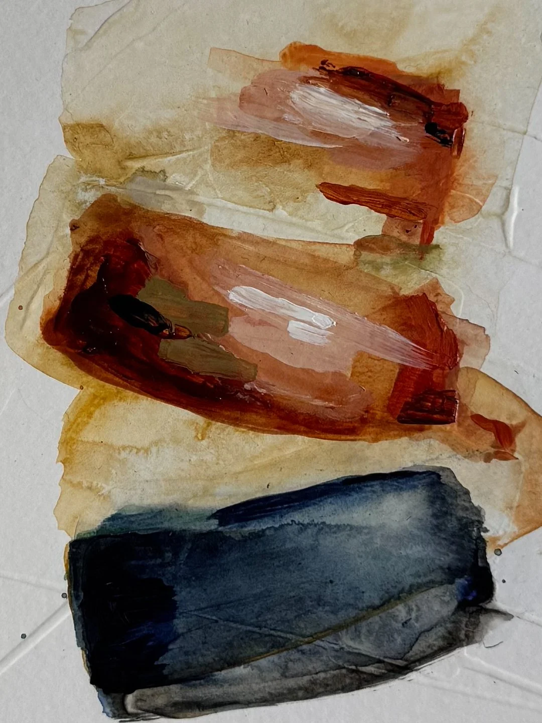 Acrylic and plaster on paper blue red balance