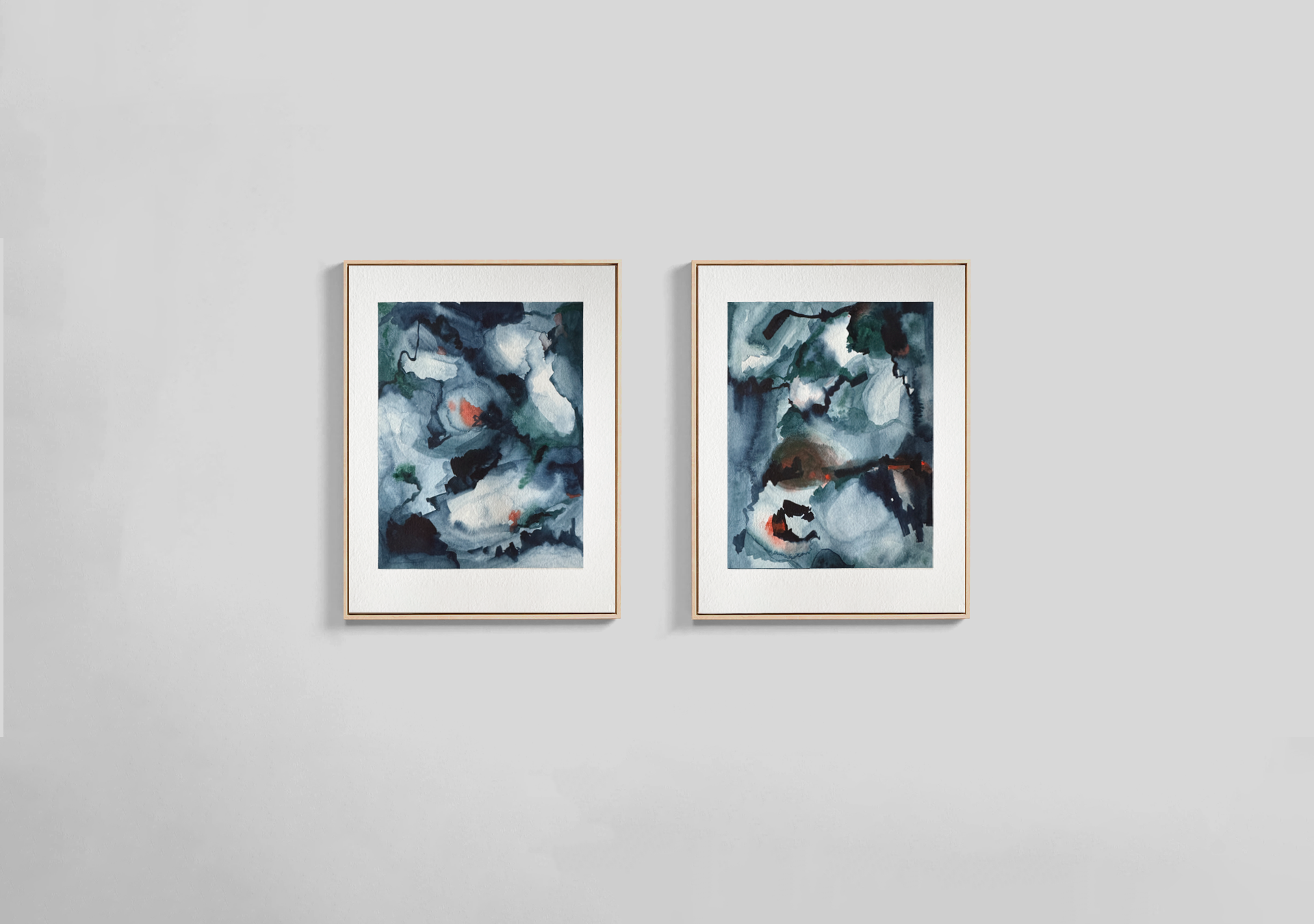 framed watercolor blue and white