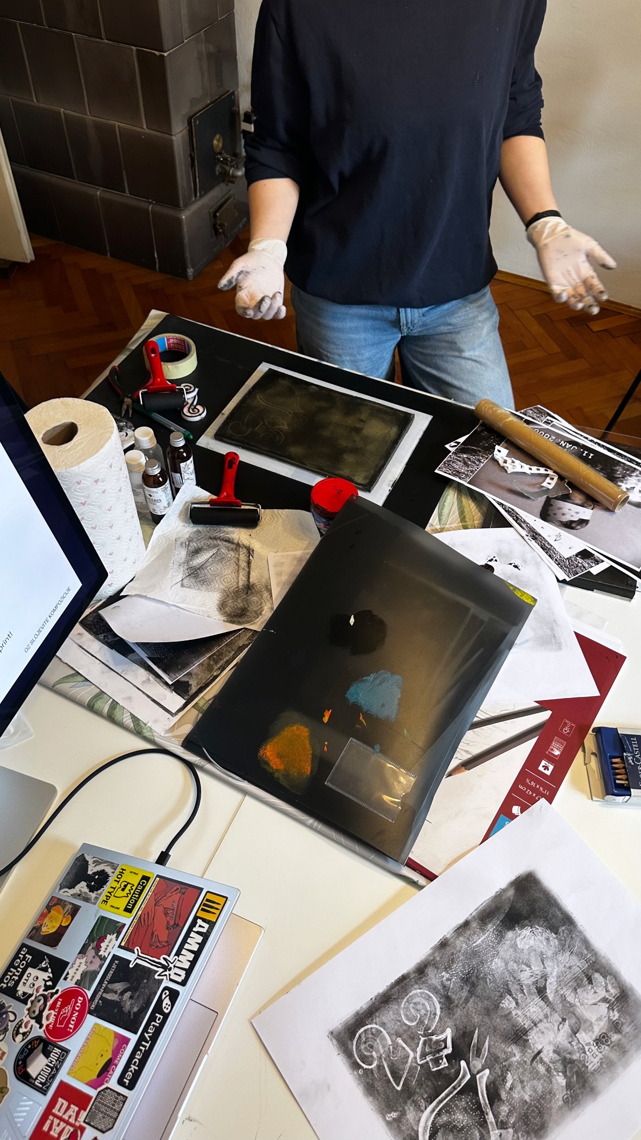 linorez, boje, illustrator, monoprint, grafičke tehnike tiska