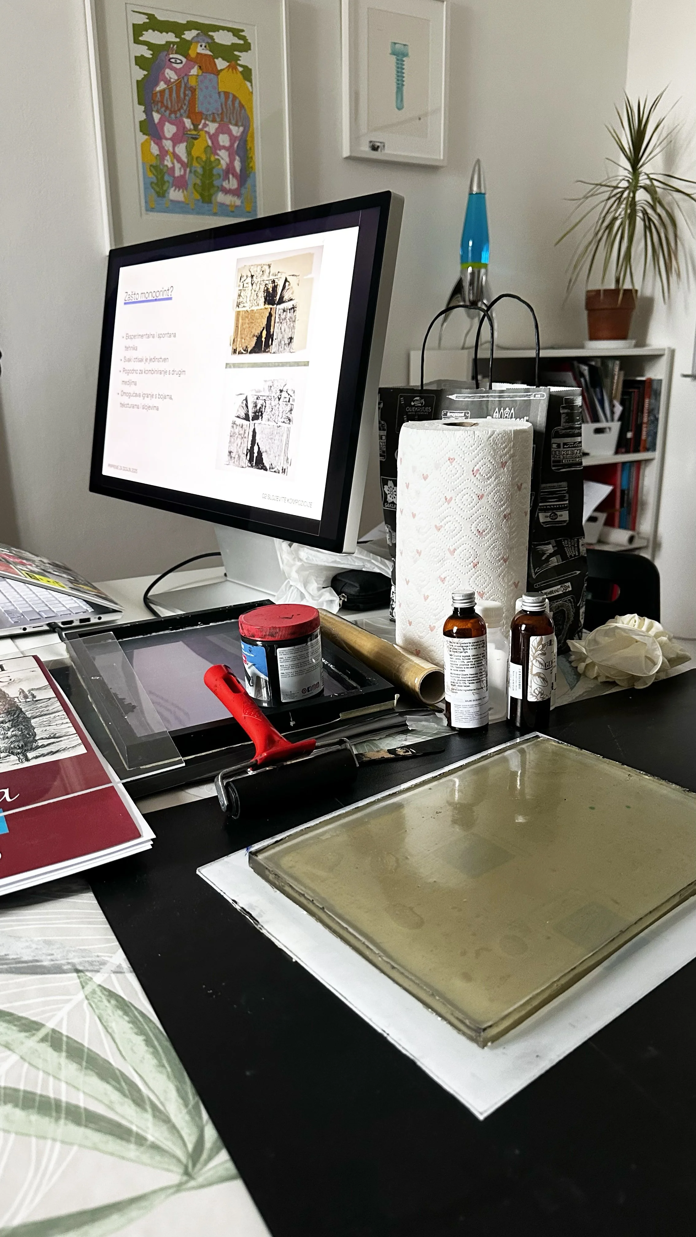 linorez, boje, illustrator, monoprint, grafičke tehnike tiska