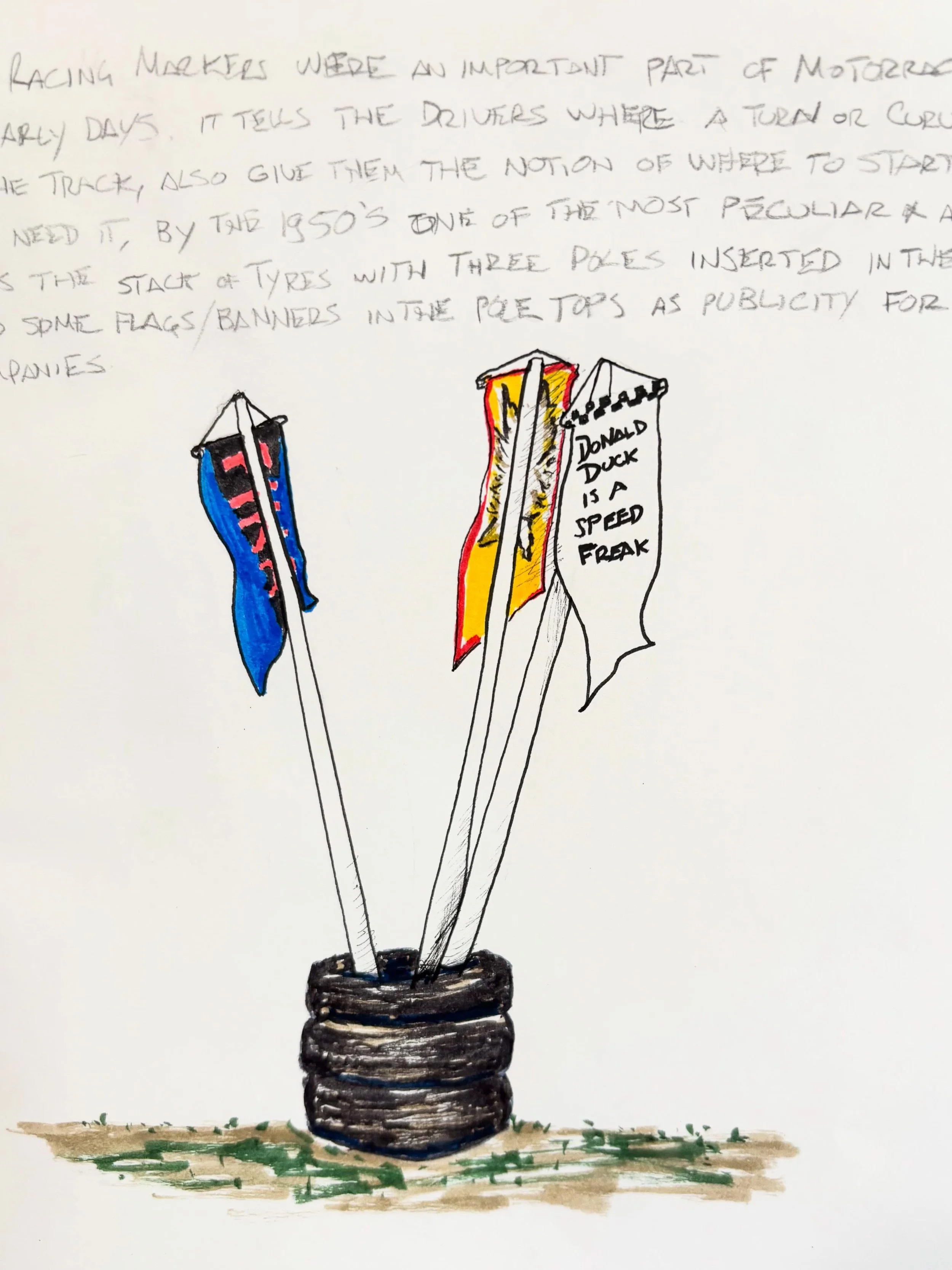 See @ecurie_marchal &lsquo;s work at Tree bed 15

This weekend Sep 19 and 20
Map in bio

Marker for A Duck

By the 1960&rsquo;s in American &amp; European Motorsport circuits a ubiquitous presence was unavoidable: The Marker. It was a way to point an