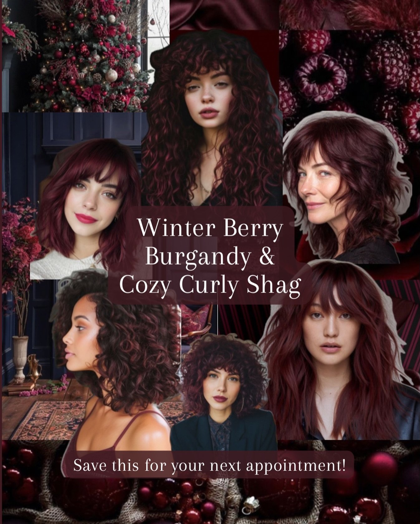 I&rsquo;ve been in love with this cut and color pairing. A rich, glossy, deep red violet tone with a soft shag style 🙌

Perfect for you if:
&hearts;️Have heavy wavy or curly hair. 
&hearts;️Want a seasonal switch-up without committing.
&hearts;️Want