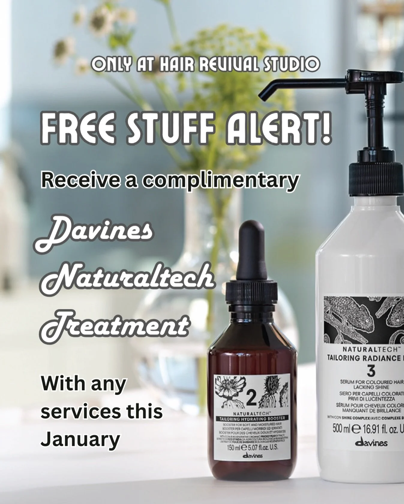 We are just trying to support your New Year&rsquo;s resolution to have more self-care&hellip;So we are offering complimentary Davines Naturaltech Treatments with all services through the month of January &mdash; a $45 value, on us.

These are some of