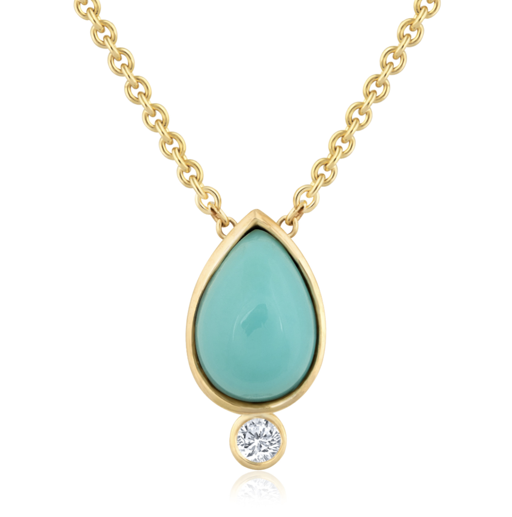 TURQUOISE DIAMOND SACRED SEED NECKLACE