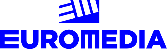 Logo de Euromedia en colores azul sobre fondo blanco.
