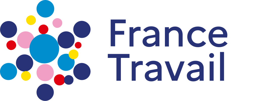 Logo avec des cercles colorés et le texte "France Travail".