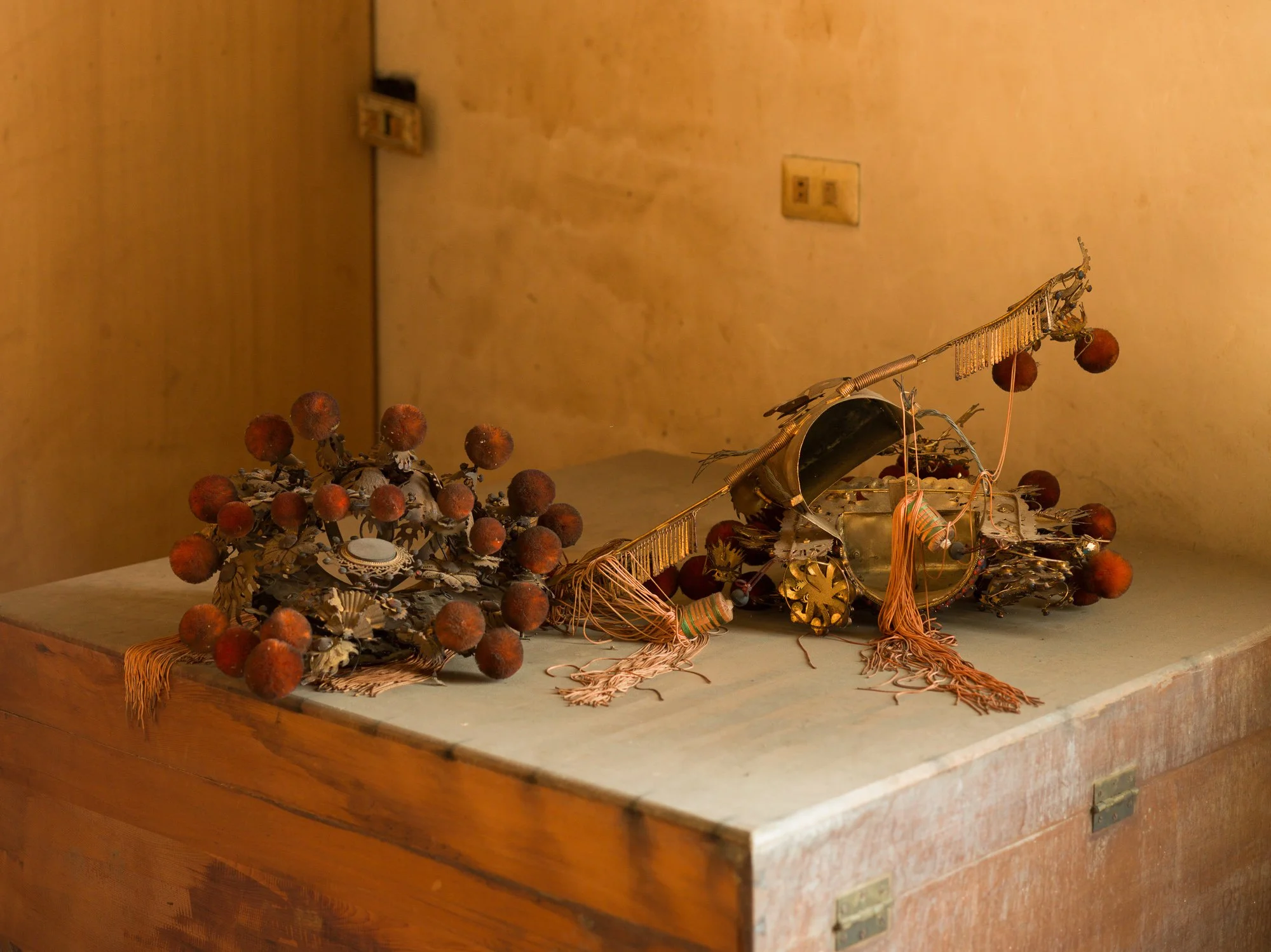 Worn deity headdresses.

Sai-káng, Tainan, Taiwan 2021.