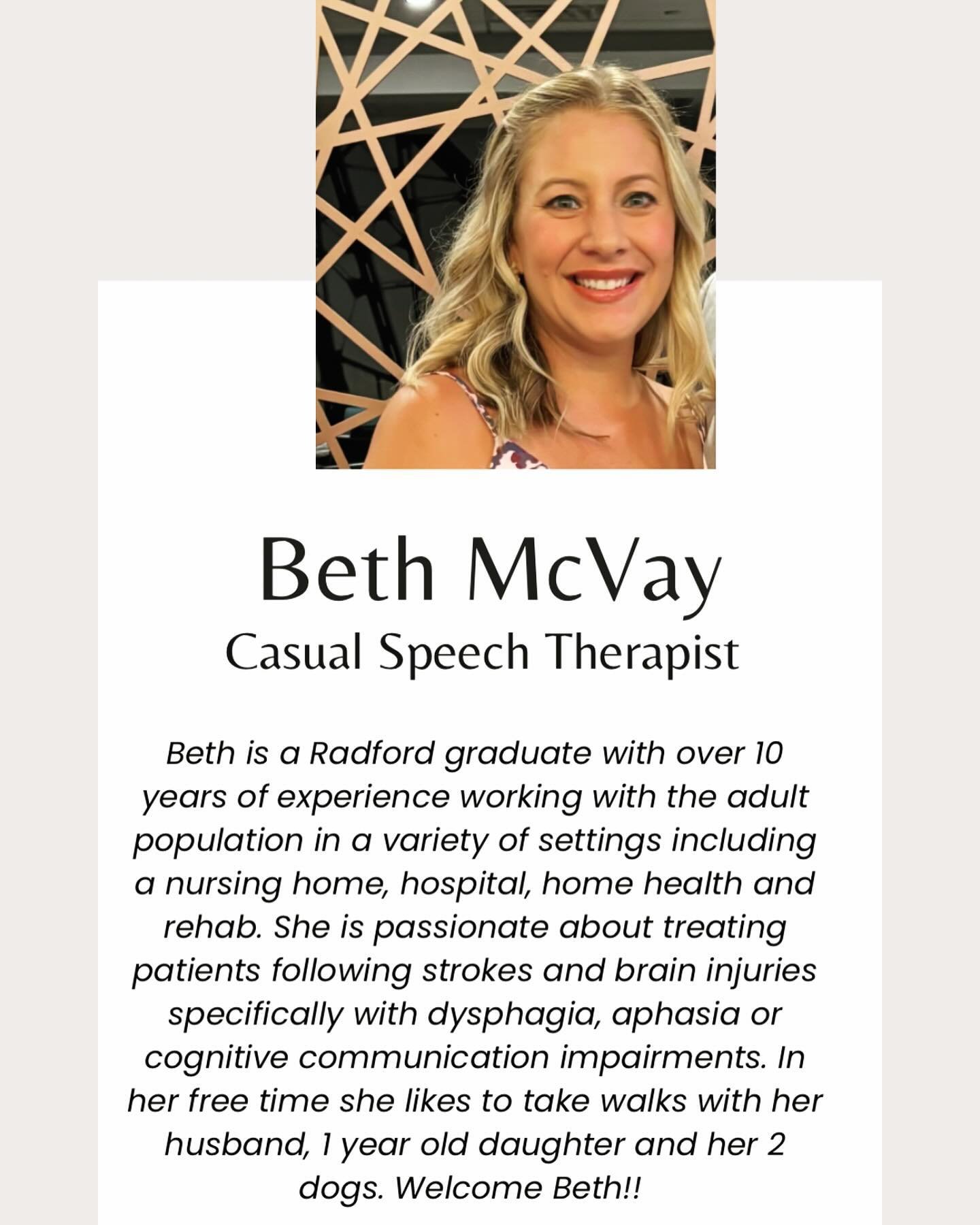 We feel SO fortunate to welcome Beth to the team at Green Tree Speech! Beth will be working with our adult population and brings so much experience and knowledge to our practice. Welcome Beth!!🩷🎉