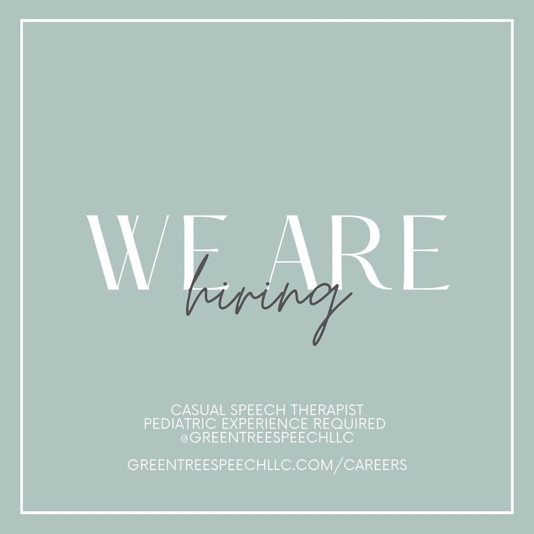 Green Tree Speech is expanding! We have recently partnered with C&amp;M Play Studio❤️📚 and are so excited (and busy😅!) 🤩Visit the careers page on our website to learn more and express interest in working with us. Please share with anyone who may b