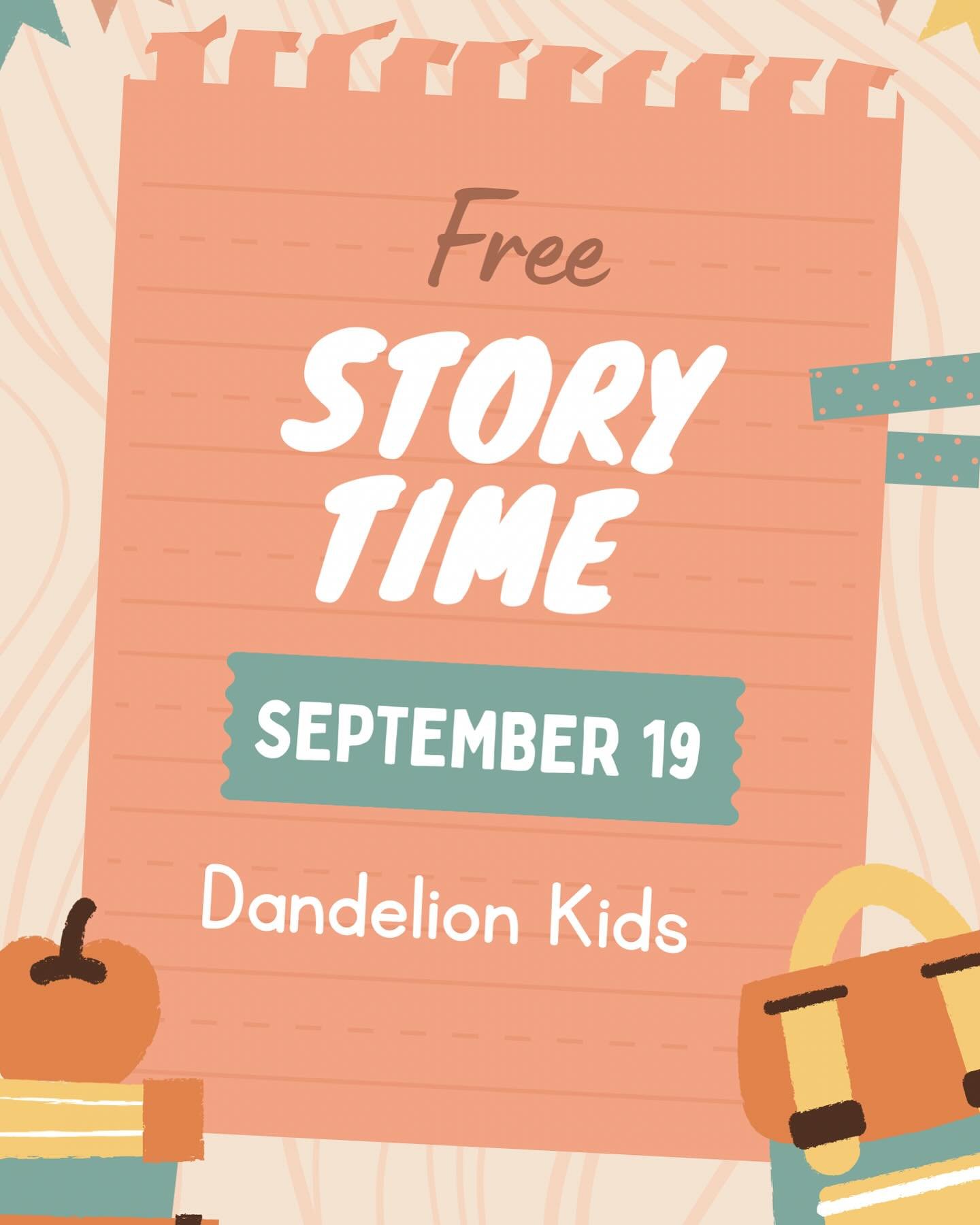 Join us on Thursday at 10AM for a free story time at Dandelion Kids! Ms. Rose from Green Tree Speech will be the guest reader. 

Hope to see you there ☀️🤗