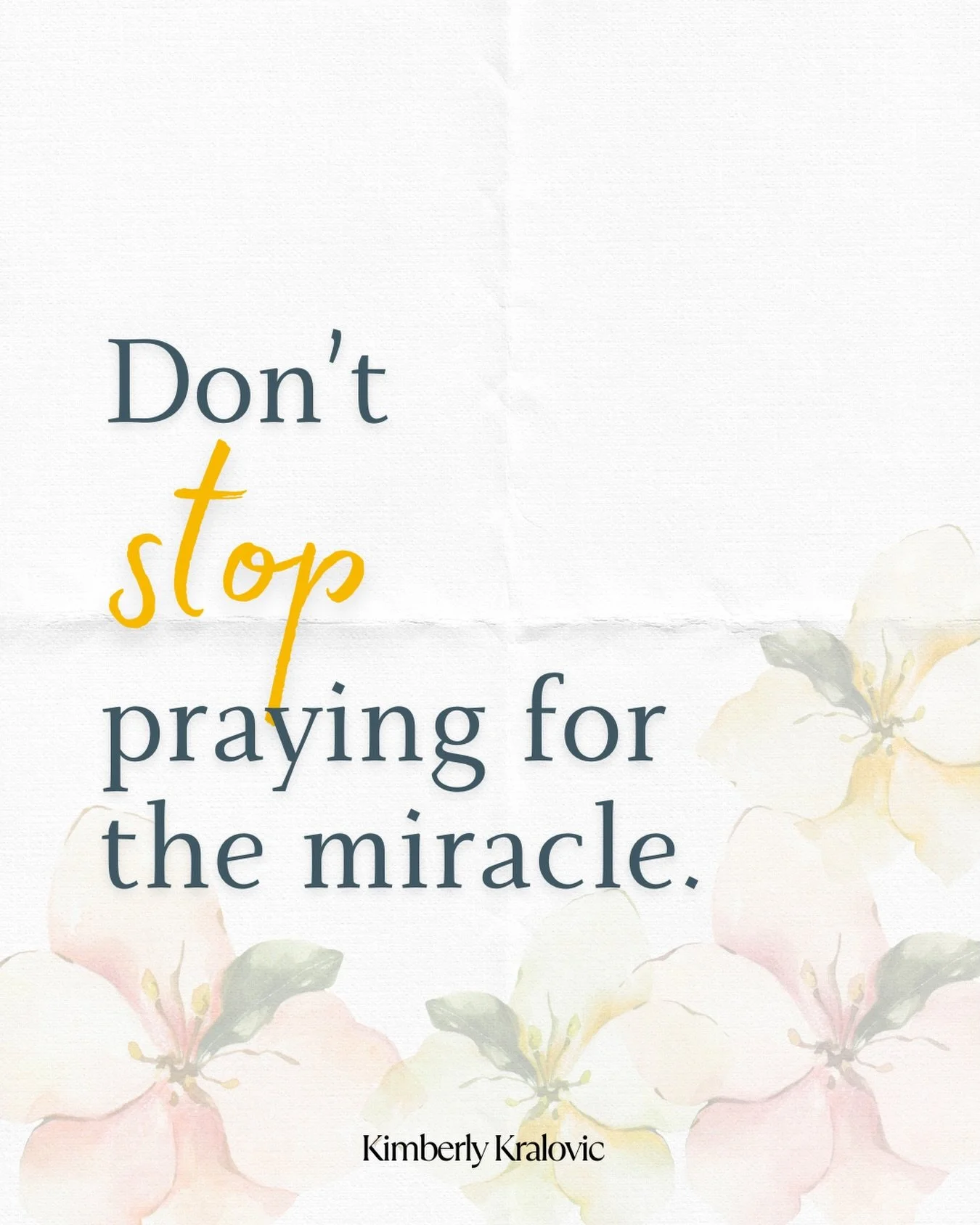 Life is hard, and we&rsquo;re not promised a perfect life.✨

But also, don&rsquo;t stop praying for the miracle, because it may be one or ten steps and prayers away.

And maybe, the miracle is simply God being with us in our hardships. 🫶🏼

So don&r