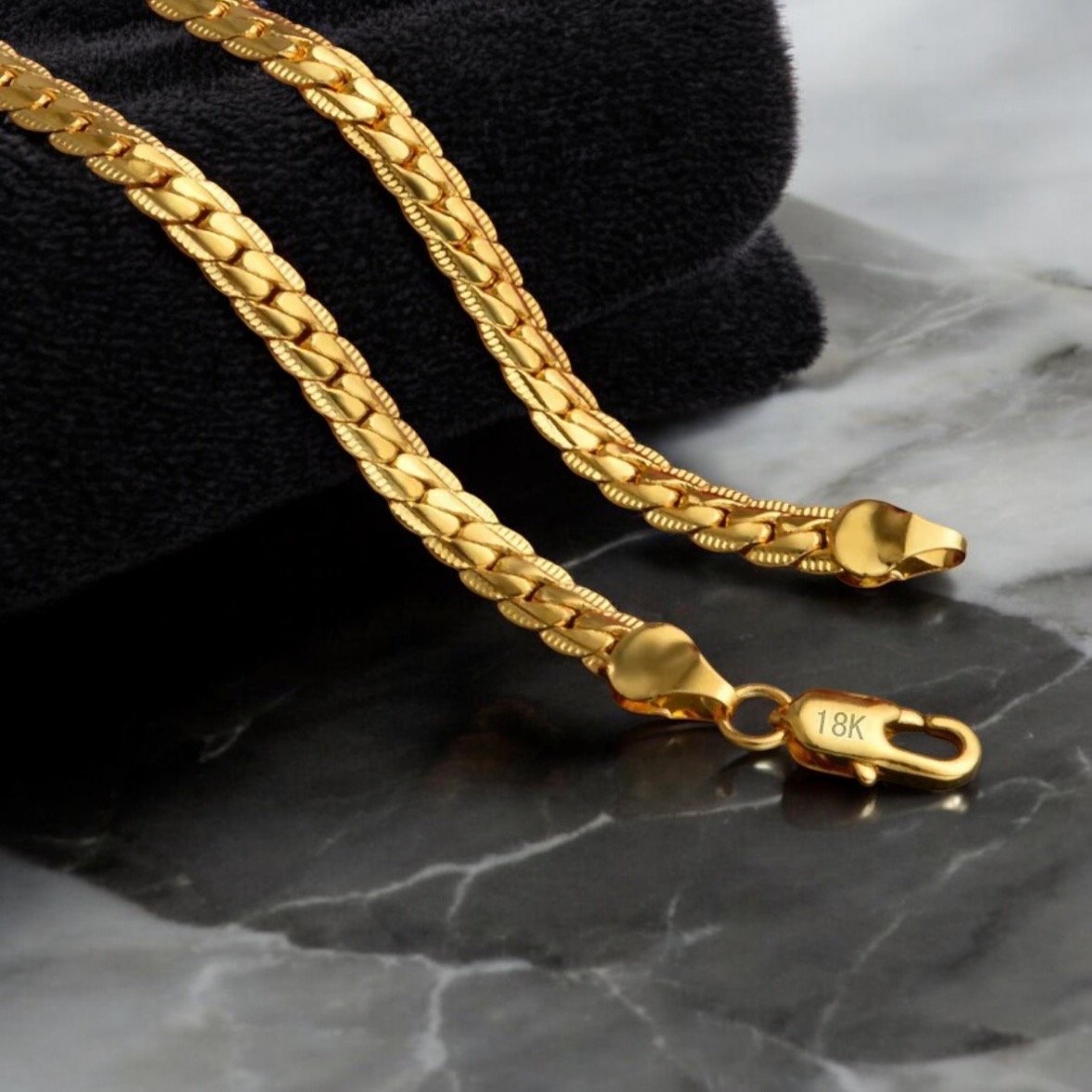 Gold Flat Herringbone Necklace