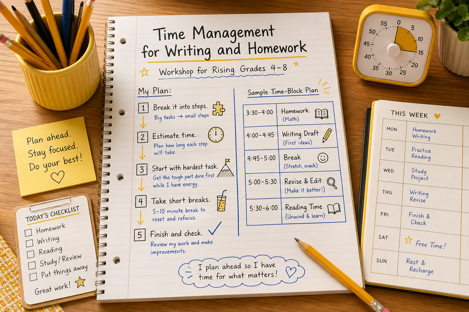 Time Management for Writing and Homework (Rising Grades 4–8)