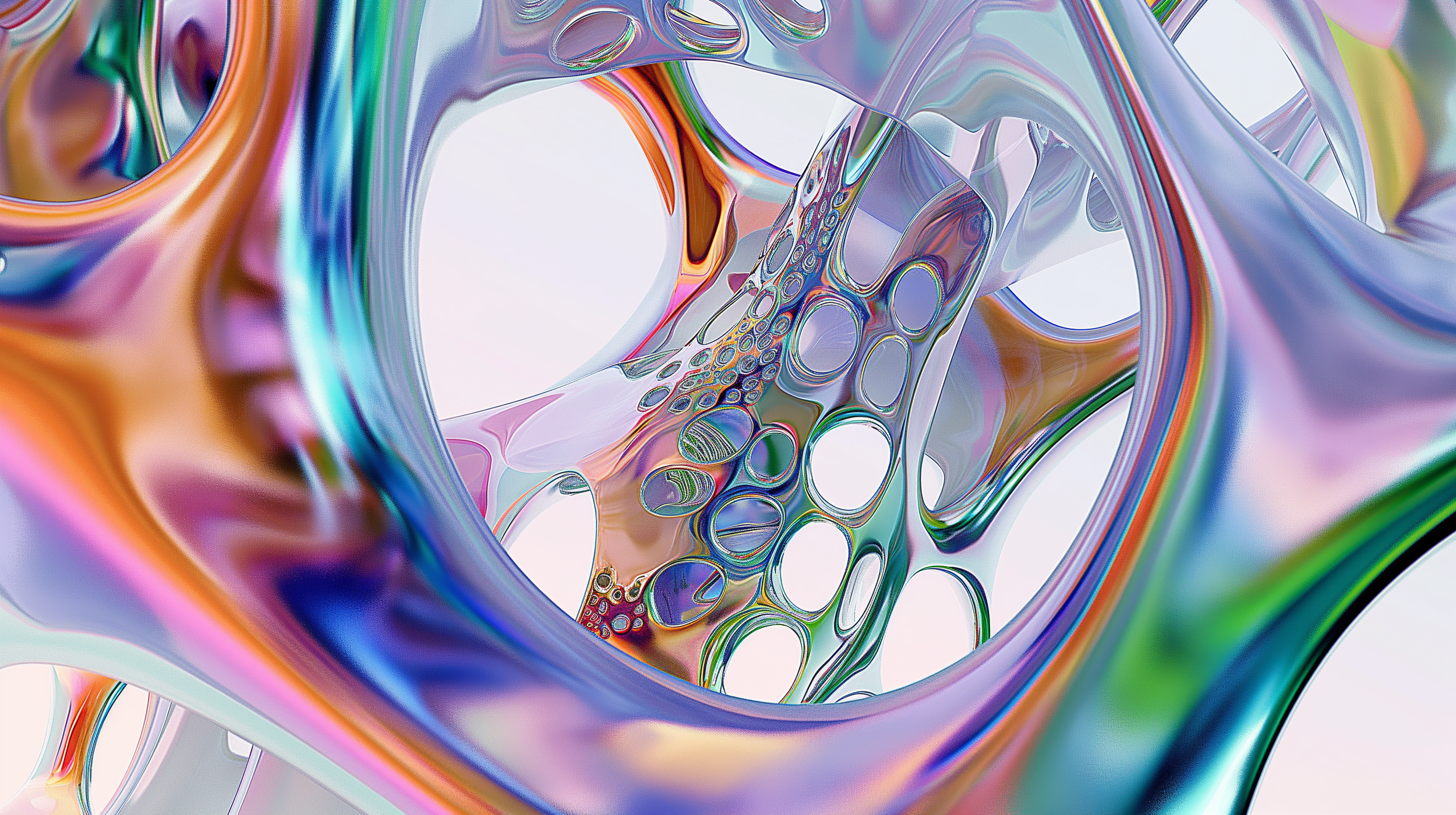 Artwork Name: Luminous Web
Description: Luminous Web captures the complexity of interconnected forms as they radiate with prismatic light. The fluid, web-like structures seem to stretch and connect, creating a harmonious balance between light and sha