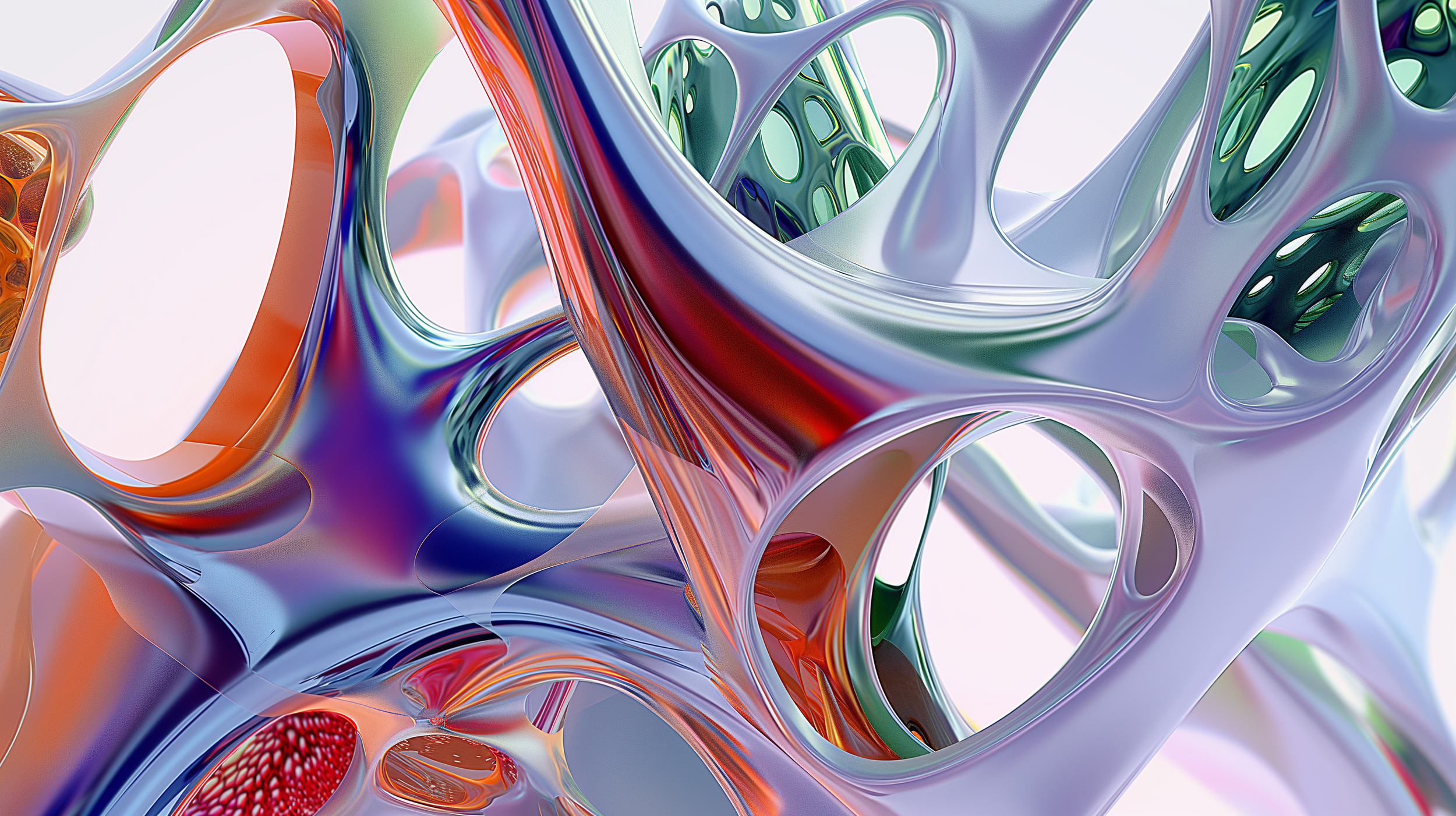 Artwork Name: Chromatic Flow
Description: In Chromatic Flow, the shapes twist and curve in a seamless, flowing pattern, as if carried by a current of light. The colorful forms reflect a spectrum of hues, creating a sense of movement and fluidity. Thi