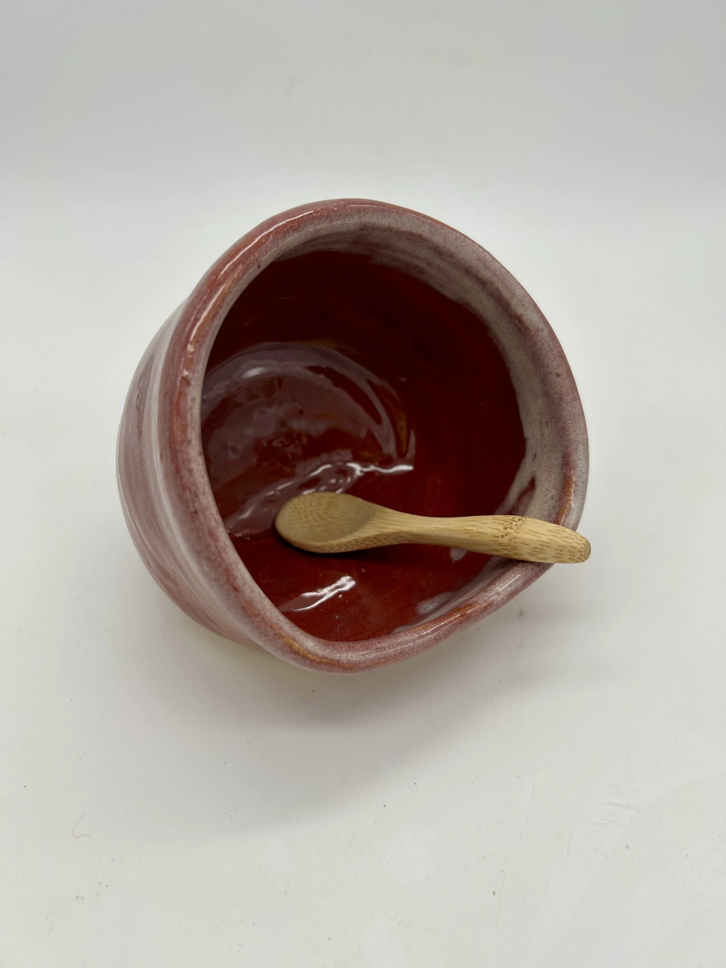 Deep Red with Frosty Rim Salt Cellar