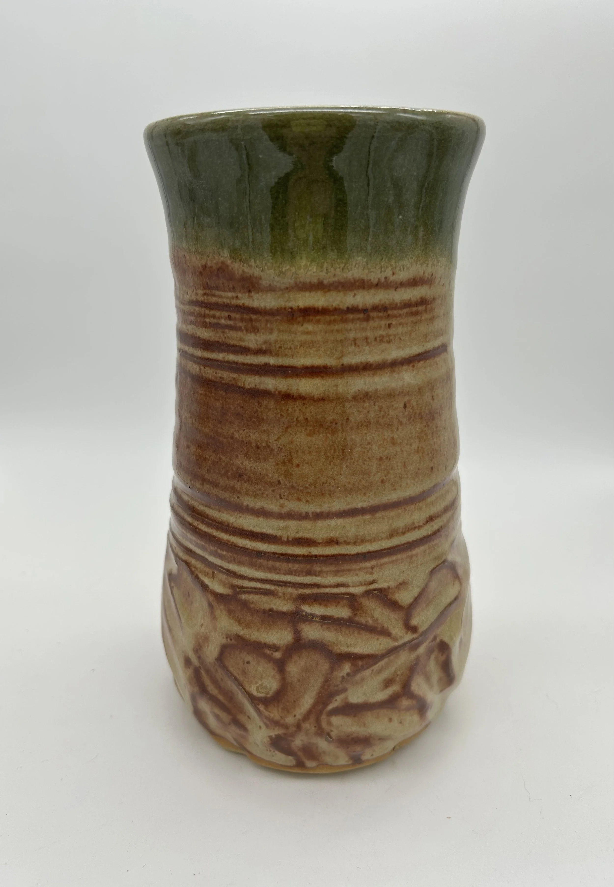 Green and Brown Textured Vase