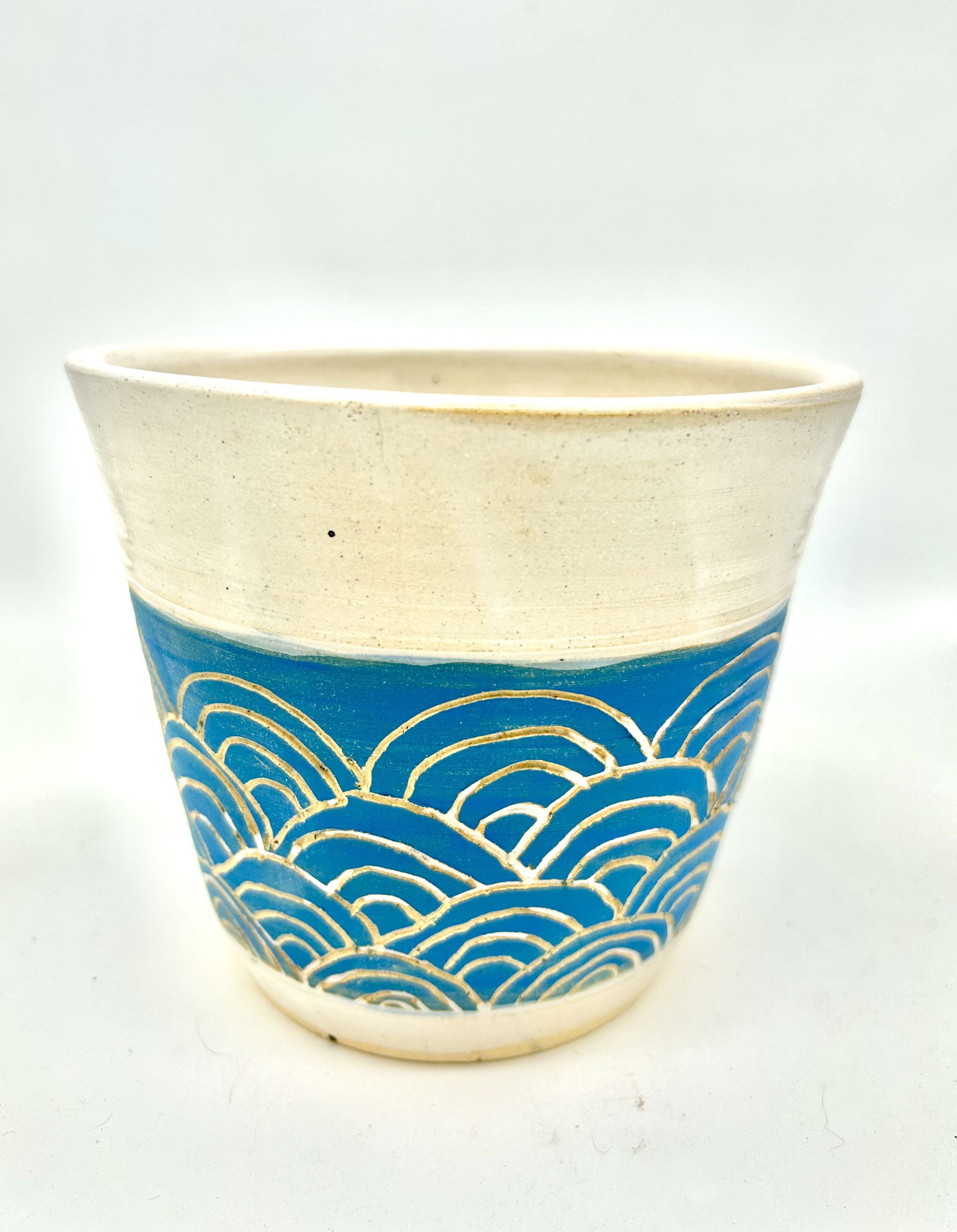 Geometric Blue Flower Pot