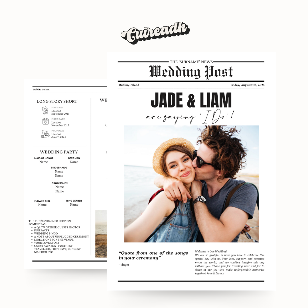 Classic Wedding Newspaper - Double Sided