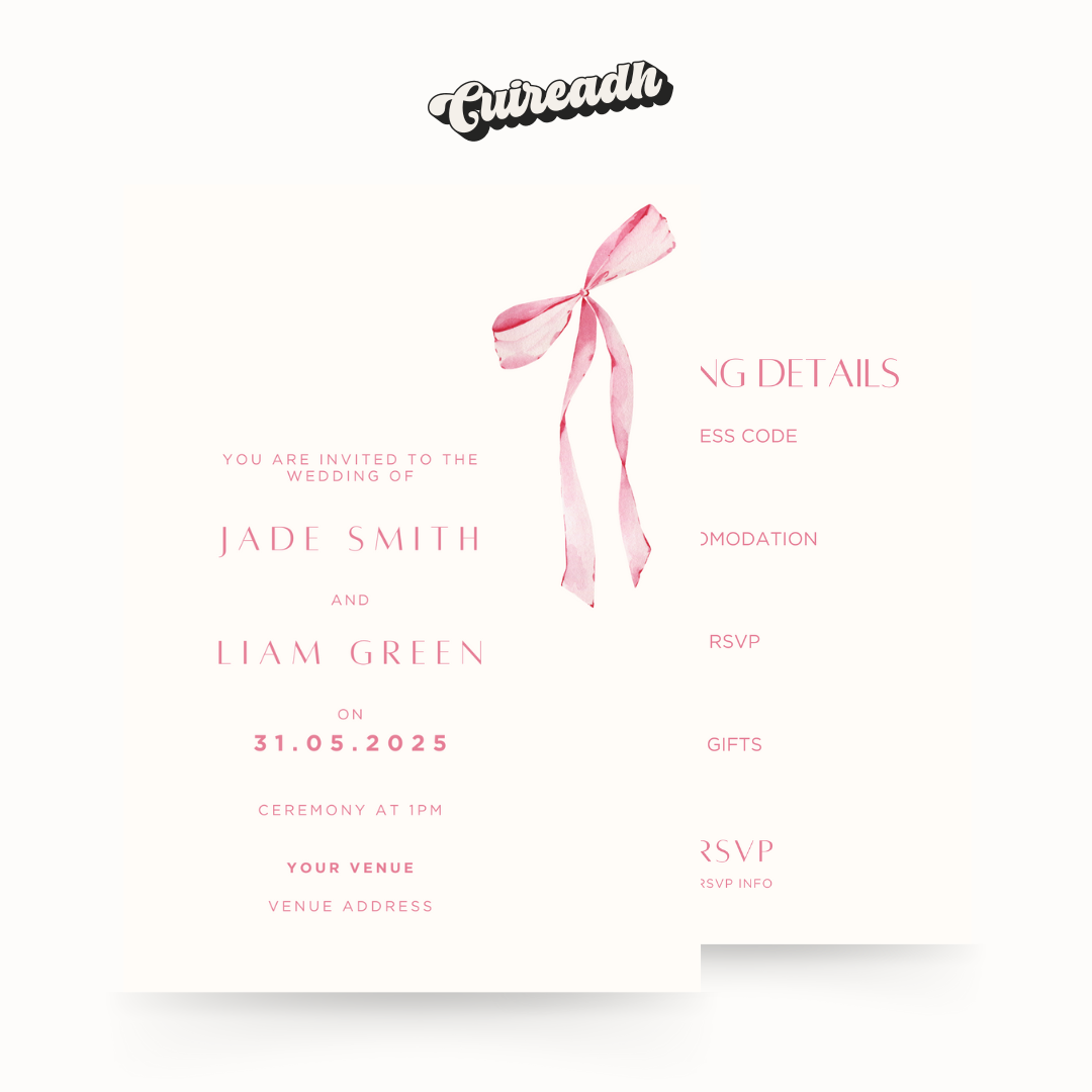 Watercolour Bow Invitation
