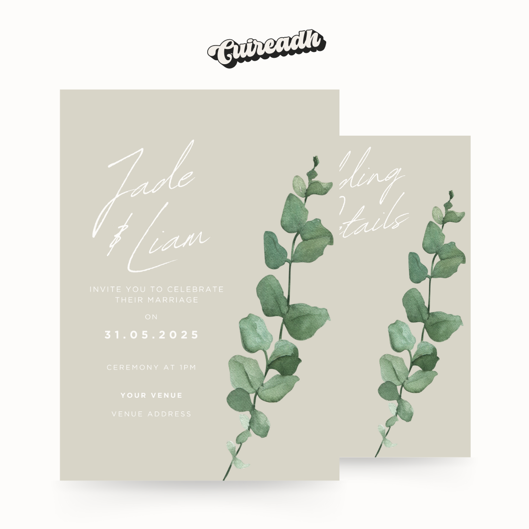 Beige Greenery Invitation