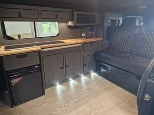 Custom campervan kitchen installation in Vivaro camper