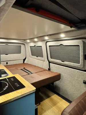Full interior view of bespoke VW T6.1 campervan conversion by VW specialists