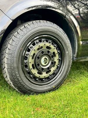 Wolfrace Slotmags wheels on bespoke VW T6.1 campervan Olive