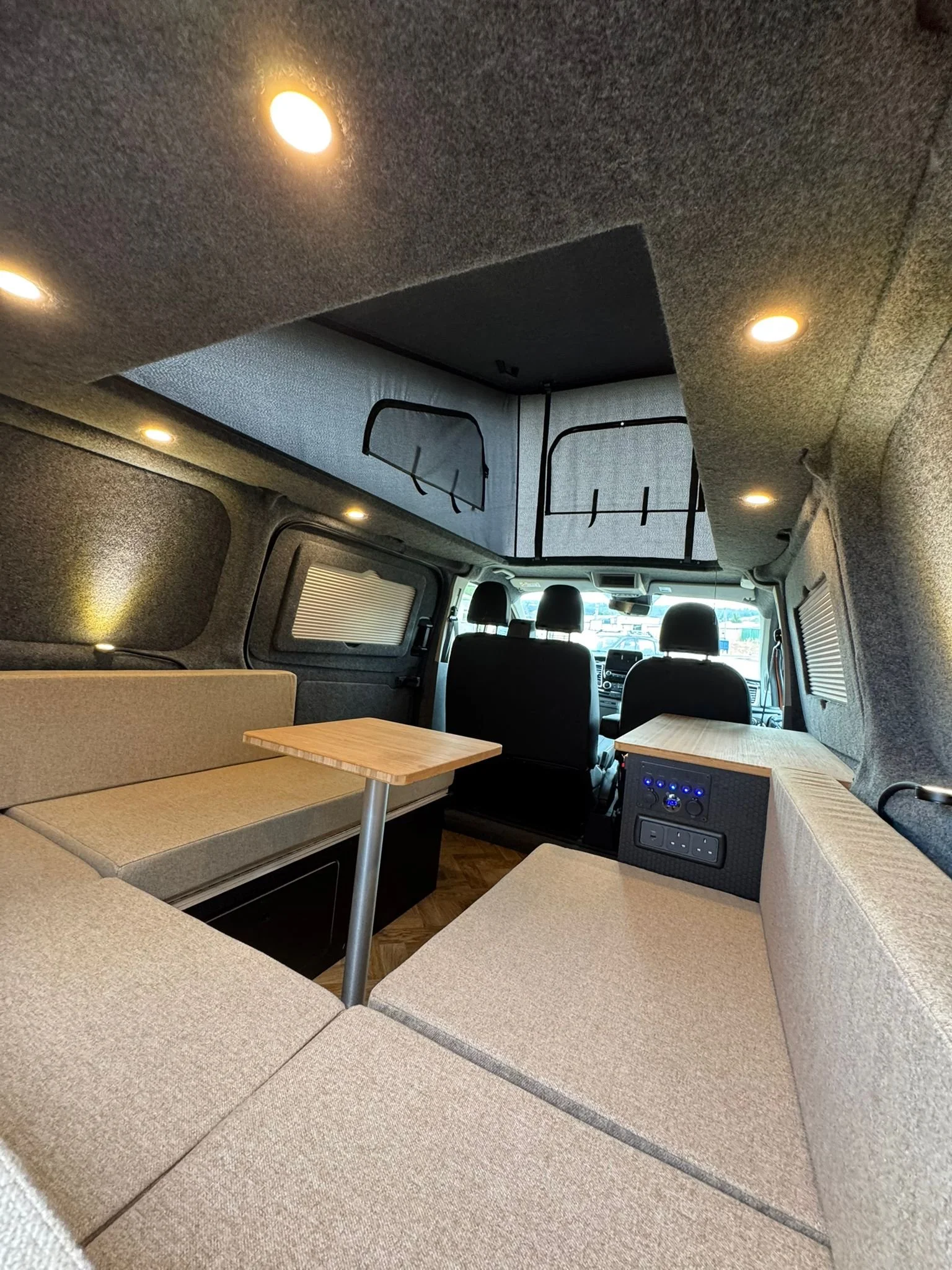 Custom campervan seating being built