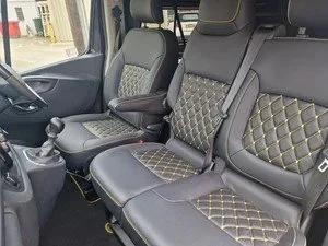 Custom upholstered seats in Bumble Vauxhall Vivaro