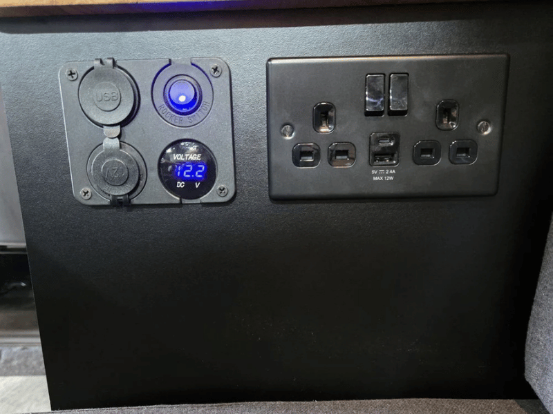 Ford Transit Custom camper conversion electrical control panel by Grizzly Custom Vans