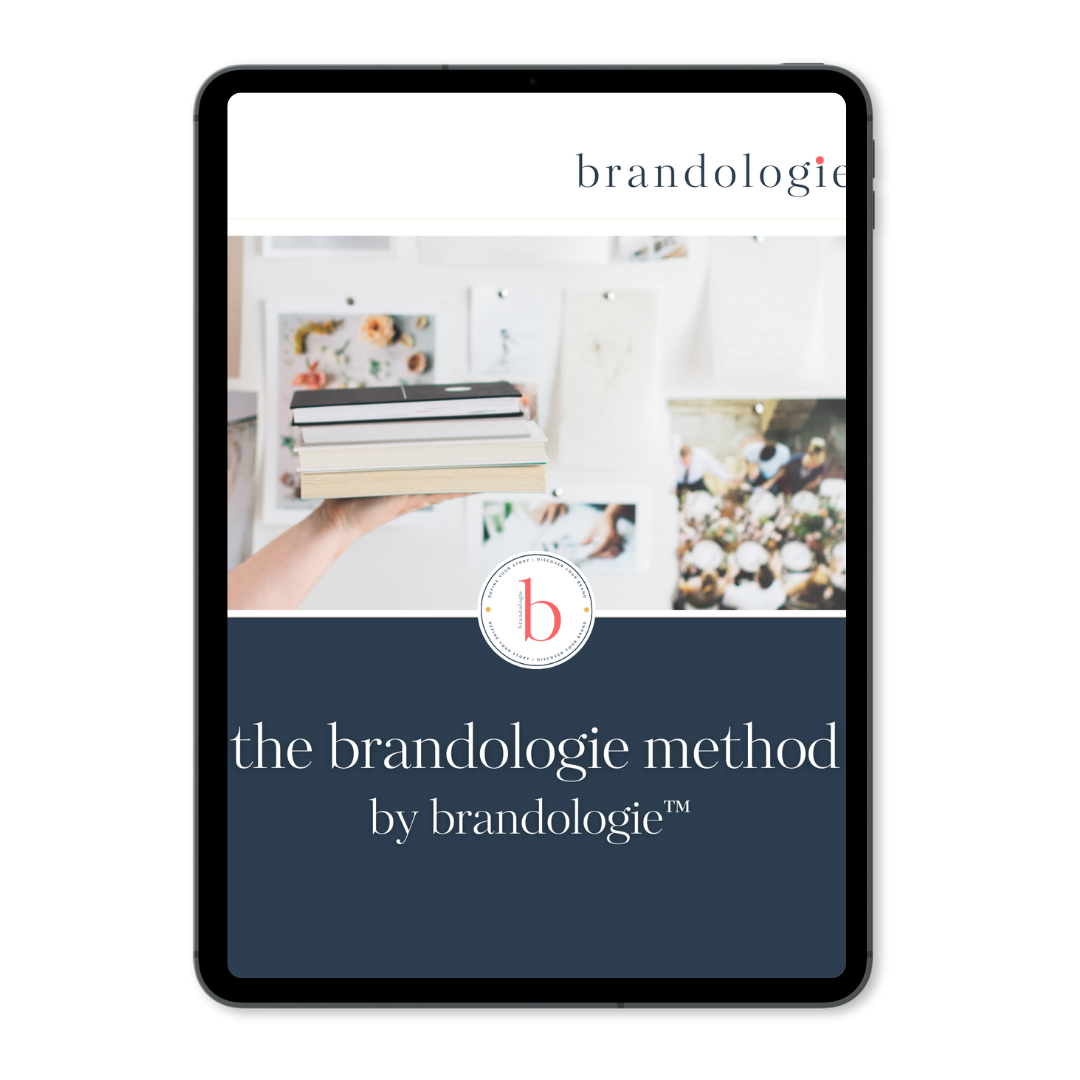 Mockup of The Brandologie Method guide showing the 5-step brand strategy framework.
