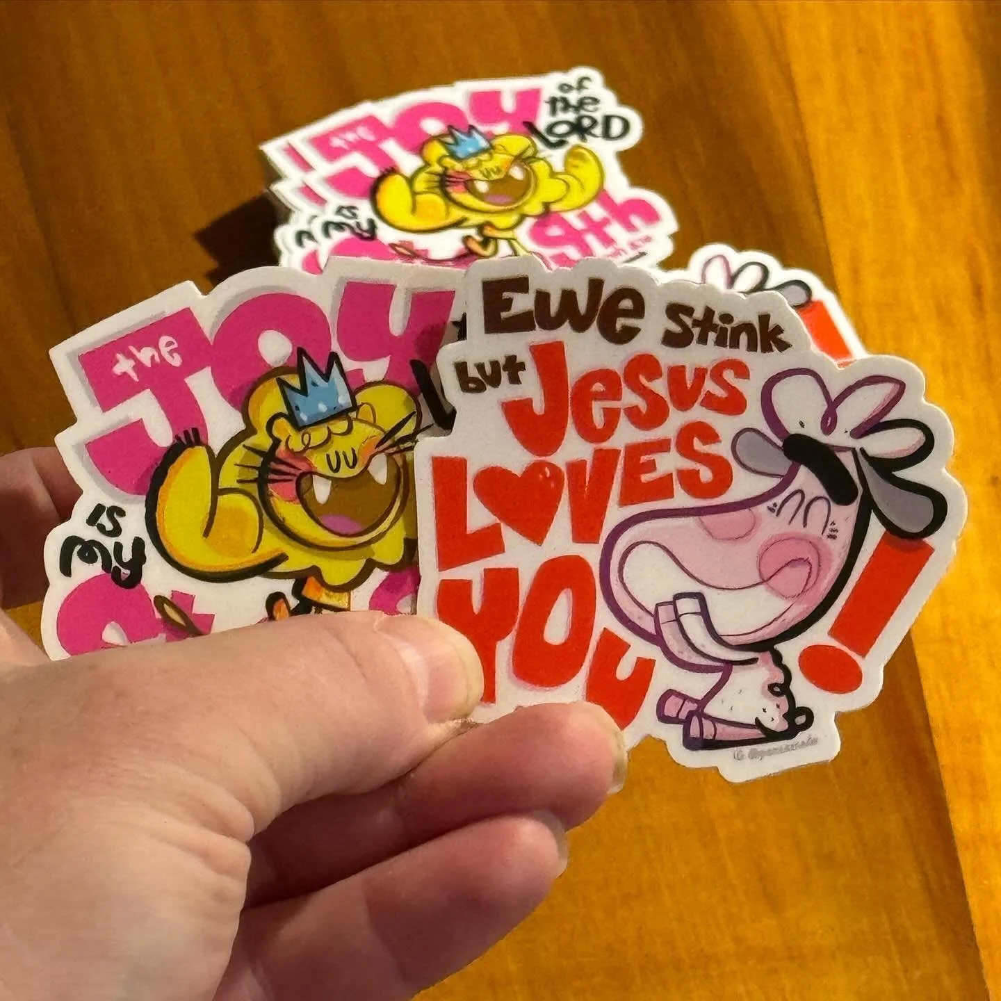 If I had my own sticker making set I would go wild. I really enjoy drawing g Dan D. Lion and his friend Ewenice. Lion and lamb just getting along! 

#sheep #lion #lionandlamb #kidsbible #ewe #christianquotes #stickers