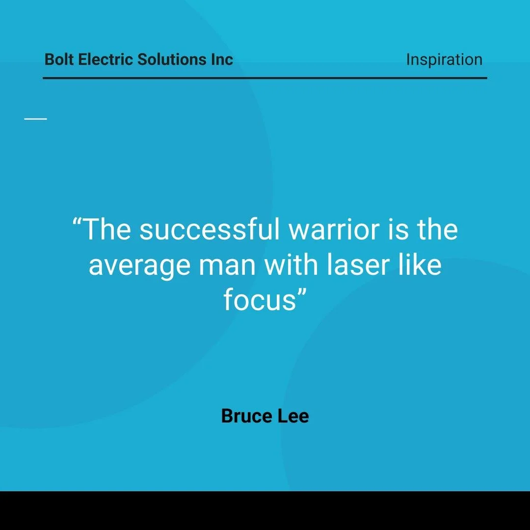 Focus is the difference between average and exceptional.
Every day, every wire, every detail &mdash; dial in. 💡⚡

🧠 Let&rsquo;s keep building with purpose and precision.

#BoltElectricSolutions #MorningMotivation #TradesMindset #BruceLeeWisdom #Ele