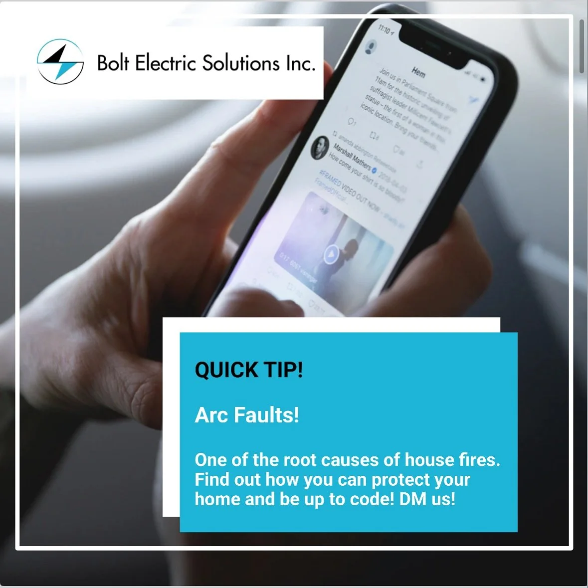 ⚡ Quick Safety Tip! ⚡
Did you know that arc faults are one of the leading causes of house fires? 🔥
Arc Fault Circuit Interrupters (AFCIs) can help protect your home and keep you up to code.

✅ Stay safe
✅ Stay compliant
✅ Protect your family

💬 DM 