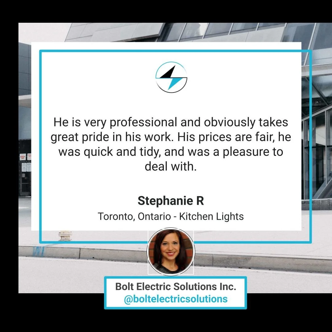 Another ⭐⭐⭐⭐⭐ review from a happy client!

&ldquo;Quick, tidy, professional &mdash; and fair pricing too.&rdquo;
At Bolt Electric Solutions, we take pride in quality work, clear communication, and reliable service 💡⚡

📍 Toronto, ON
💼 Kitchen Light