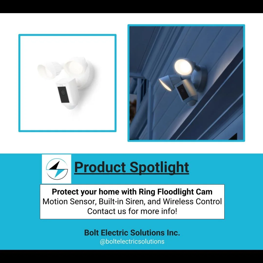 Upgrade your home's security!🔒 
With advanced AI detection features, customizable recording zones, and remote access anywhere conveniently off of your smartphone🤳, this floodlight camera from Ring is a staple we'd recommend to any homeowner looking