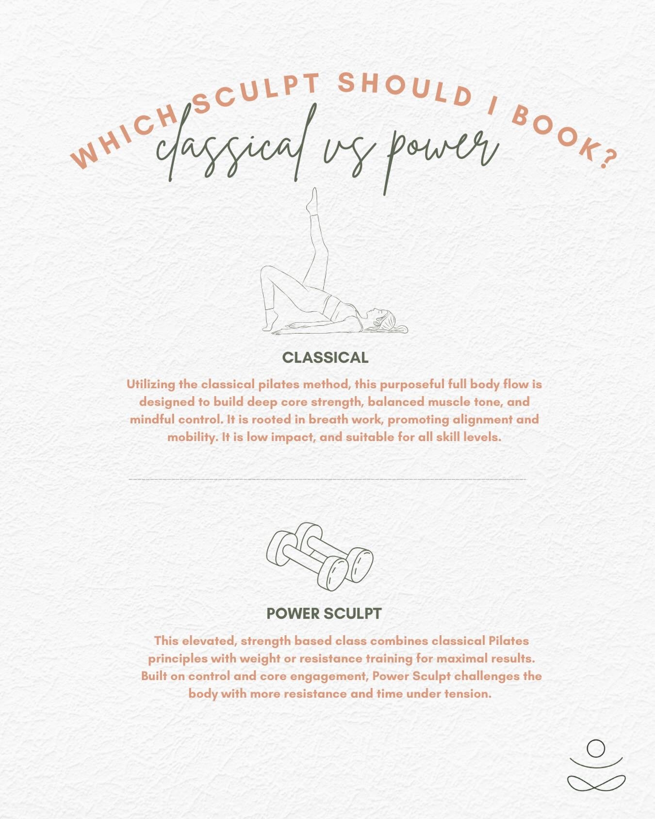 Trying to decide which class to take? Let&rsquo;s break down the difference between Classical and Power Sculpt &mdash; both launching in March ✨

Classical &ndash; A purposeful, low-impact full-body flow rooted in classical Pilates. Expect breath-dri