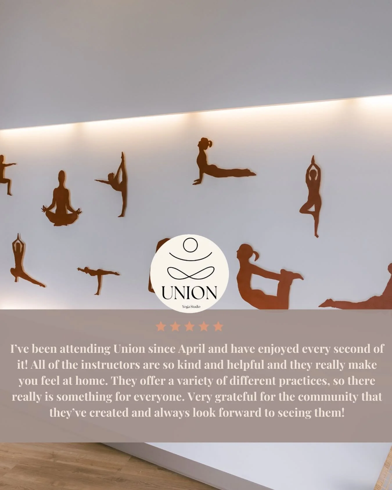 Your words. Our gratitude. 🤍
 
We love hearing how Union Yoga is supporting your practice, your peace, and your growth. Reviews like this remind us why we do what we do.

Thank you for sharing your experience with us &mdash; and for being part of th
