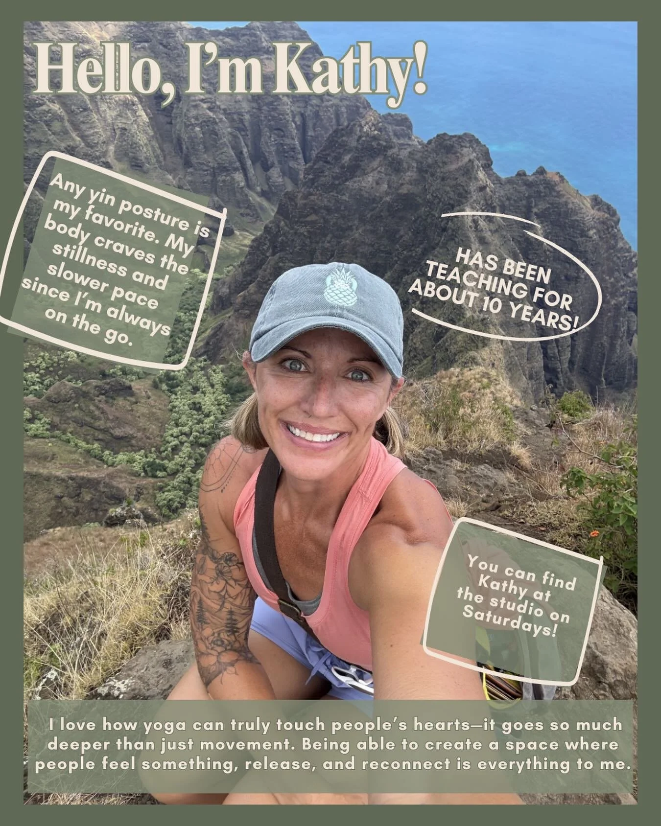 Meet Kathy ✨

Kathy brings a calm, grounding presence to every class she teaches. With a deep passion for mindful movement and connection, she creates a space where students of all levels can feel supported, challenged, and at ease. Whether you&rsquo