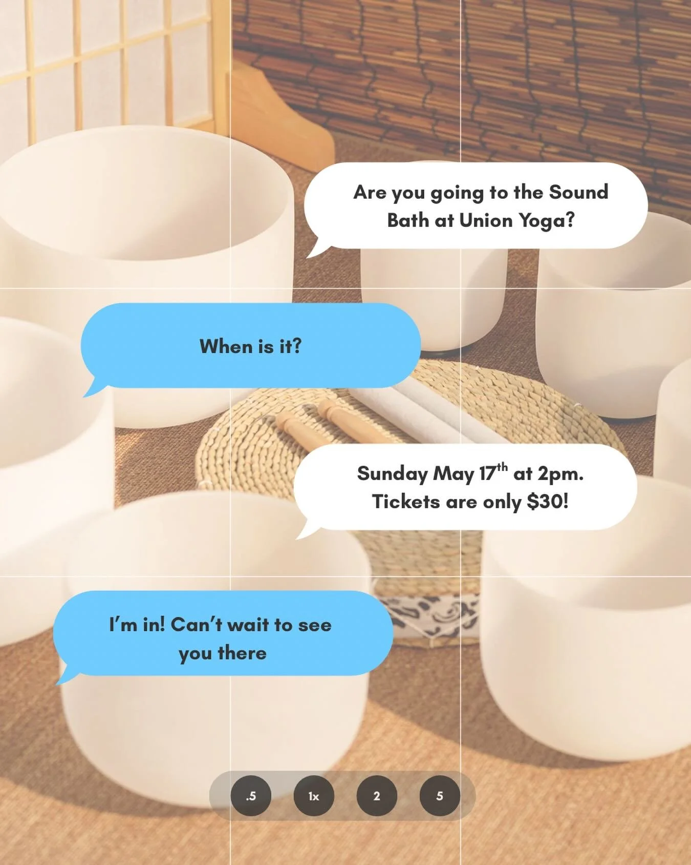 Bloom: A Sound Bath for New Beginnings 🌿✨

🗓 Sunday, May 17
⏰ 2:00&ndash;3:15 PM
📍 Union Yoga Studio
🎟 $30

A gentle, immersive experience inspired by spring.

As the seasons shift, so do we. This sound bath is designed to support release and awa