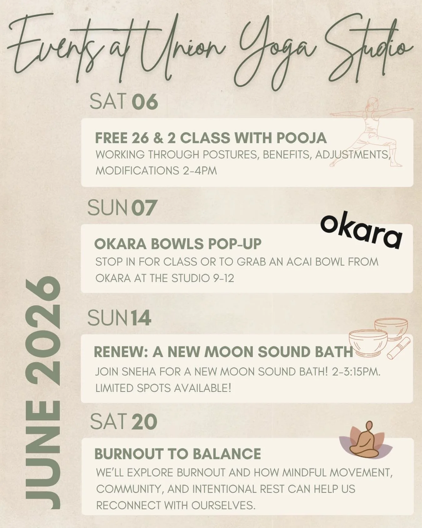 June at Union 🌞✨

A new month means a full lineup of classes, workshops, community events, and opportunities to move together. 

Whether you&rsquo;re joining us for your daily practice or trying something new, we can&rsquo;t wait to see you in the s
