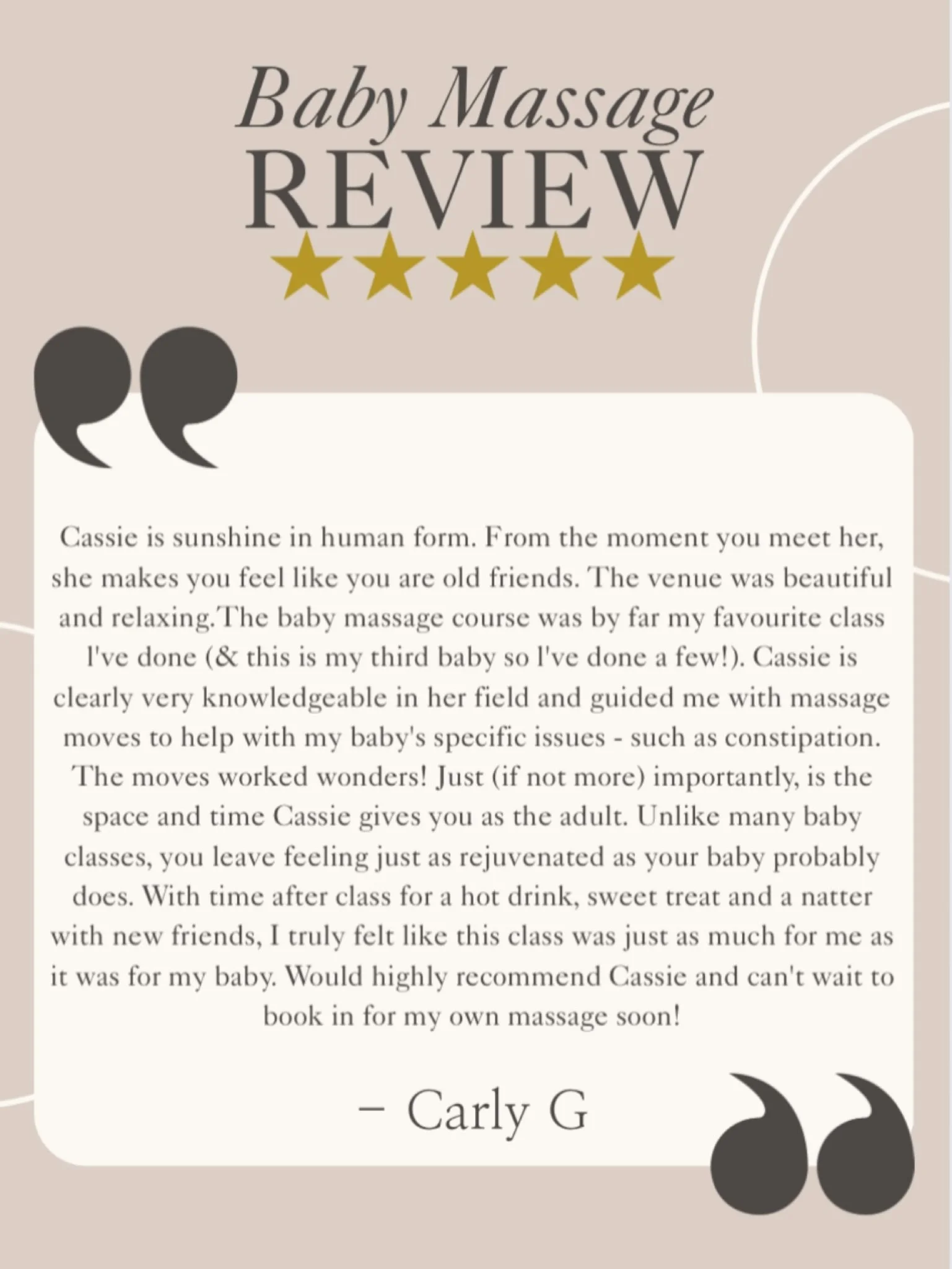 When a mum tells me my classes feel &ldquo;just as much for her as they are for her baby&rdquo; - that&rsquo;s exactly what I hope for.

Yes, we work on things like wind, digestion and constipation.
But we also slow down. Chat. Let shoulders drop. Ha