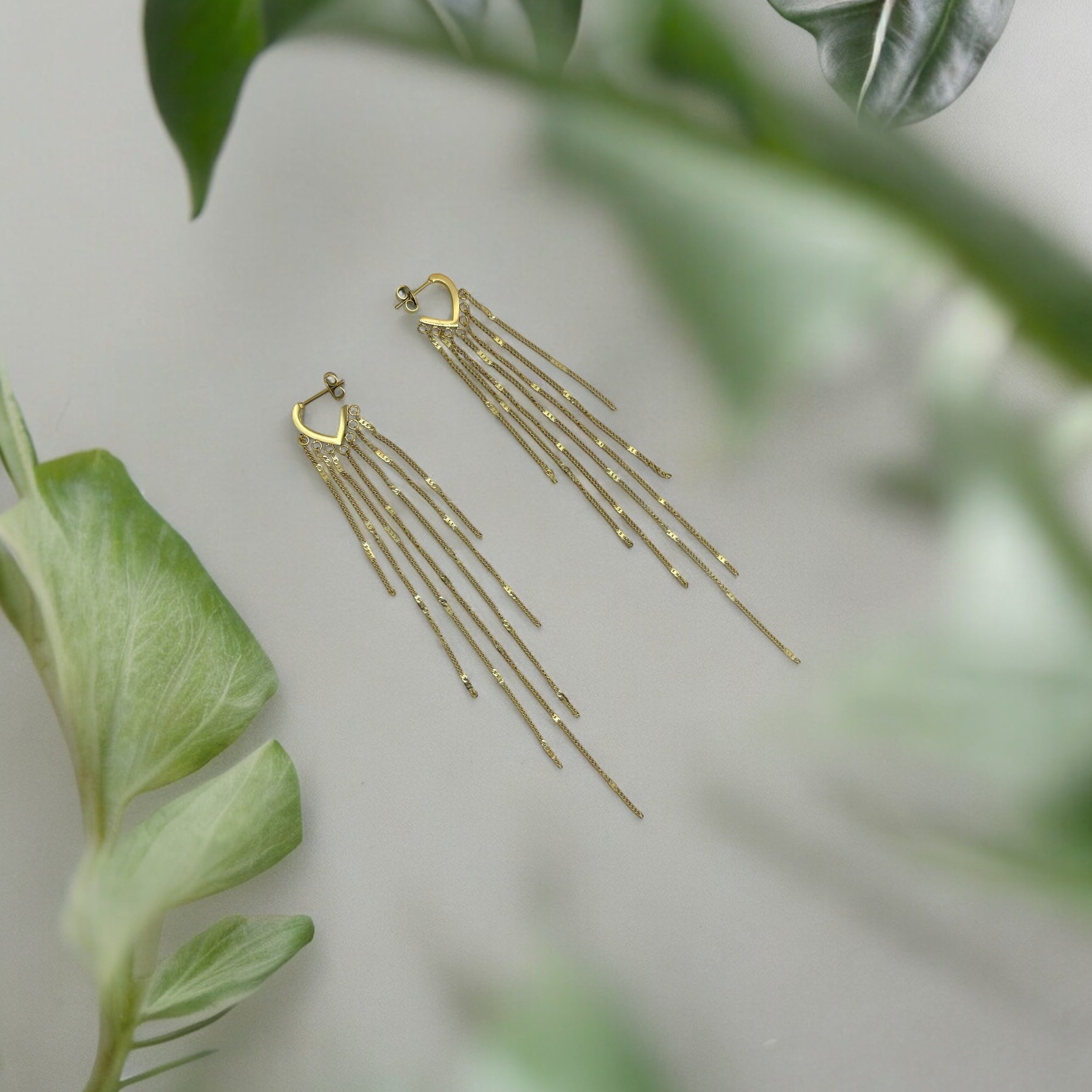 18K GOLD FILLED 'DROP HEART' EARRINGS