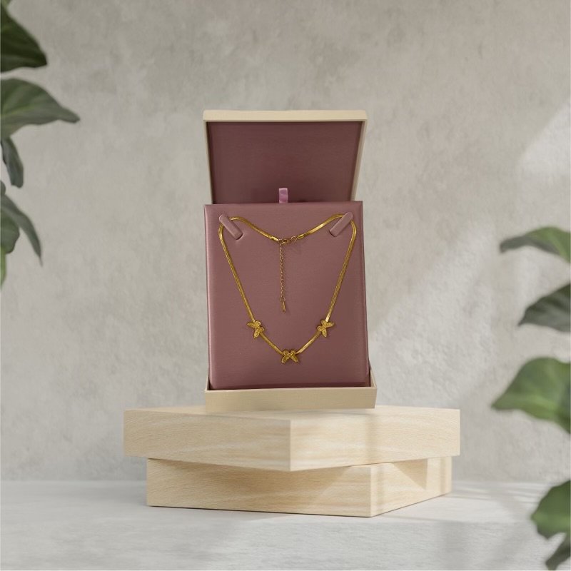 3 "BUTTERFLIES" NECKLACE 18K GOLD FILLED