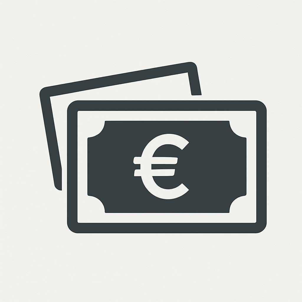 Illustration de deux billets d'argent avec un symbole euro.