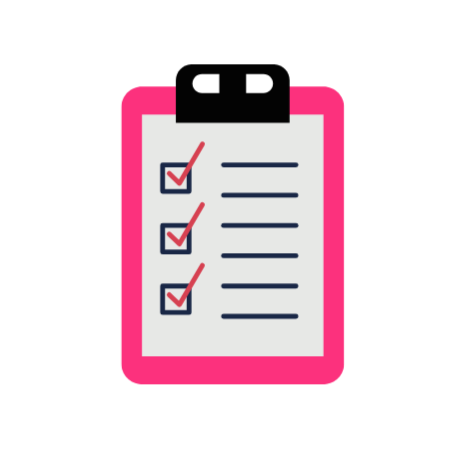 Illustration of a clipboard with three checked items listed.