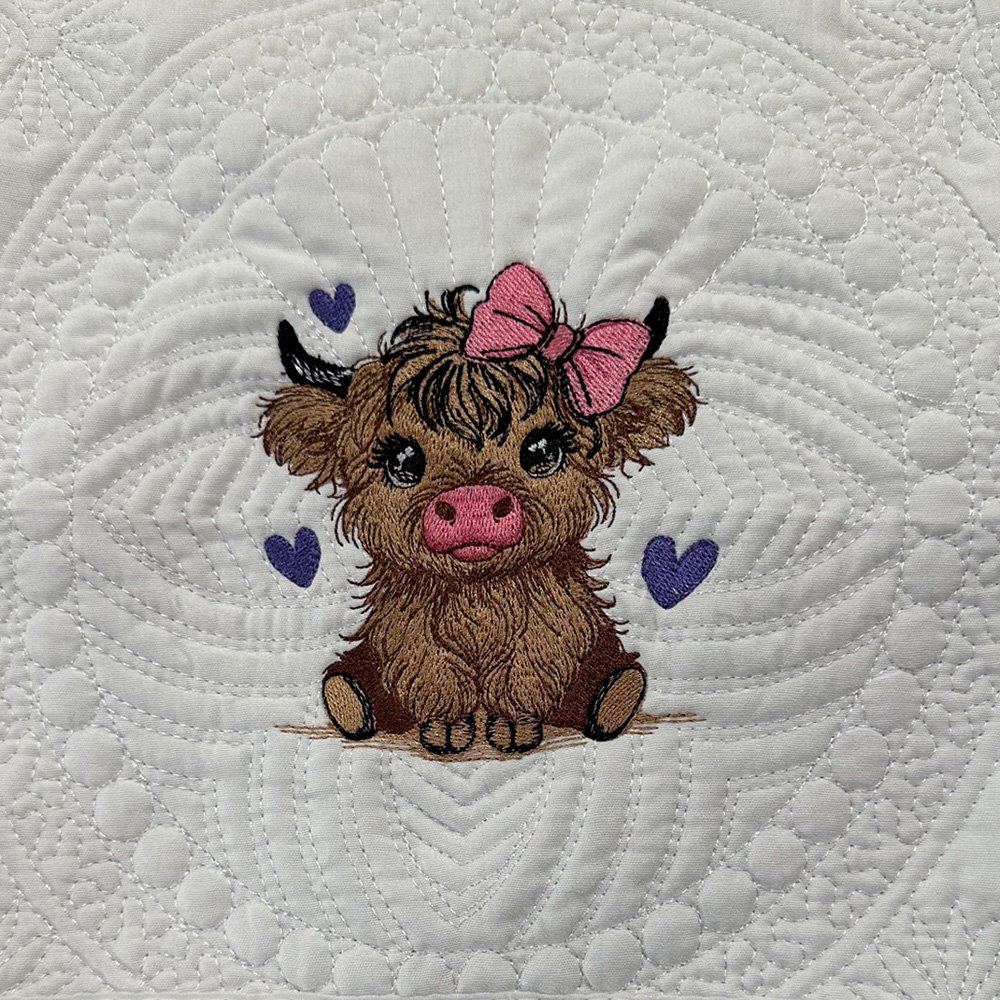 Heirloom Baby Quilt "Girl Highland Cow"